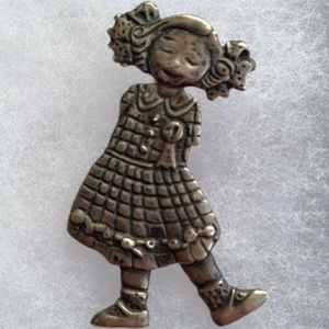 Sterling 925 Girl Brooch pin Miss Smarty
